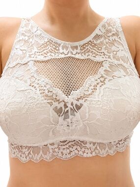 Candie's Ivory Lace High-Neck Bralette